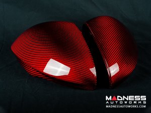 Alfa Romeo Giulia Mirror Covers - Carbon Fiber - Full Replacements - Red Candy